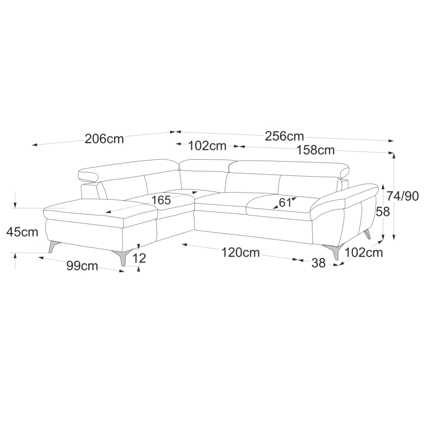 Udtrækkelig læder hjørnesofa i L-form SALERNO II venstrevendt brun