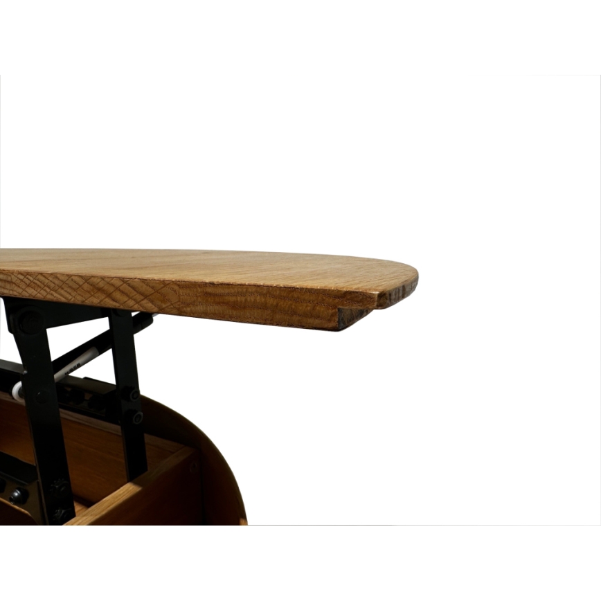 Udtrækkeligt sofabord med løftbar bordplade PURE Ø 80 cm eg/sort
