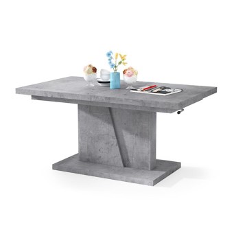 Udtrækkeligt sofabord/spisebord med hæveplade NINO grå beton
