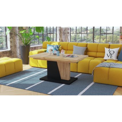 Udtrækkeligt sofabord/spisebord med løftbar bordplade NINO Craft-eg/sort