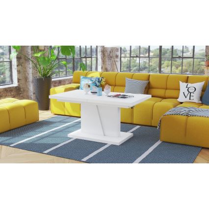 Udtrækkeligt sofabord/spisebord med løftbar bordplade NINO hvid