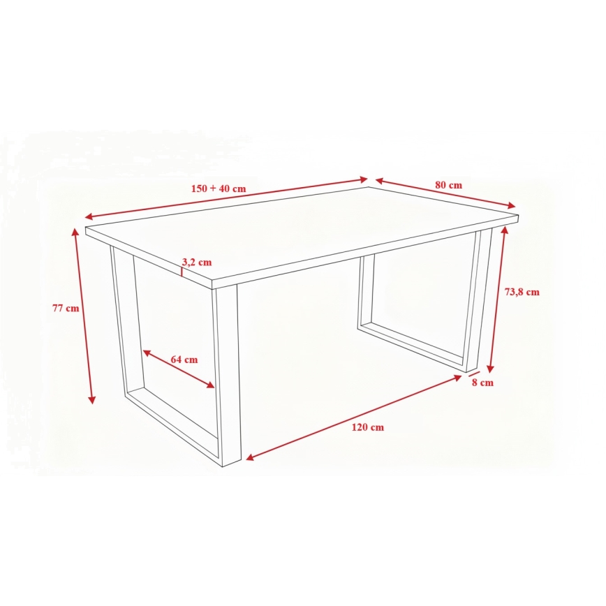 Udtrækkeligt spisebord COLIN i egetræ