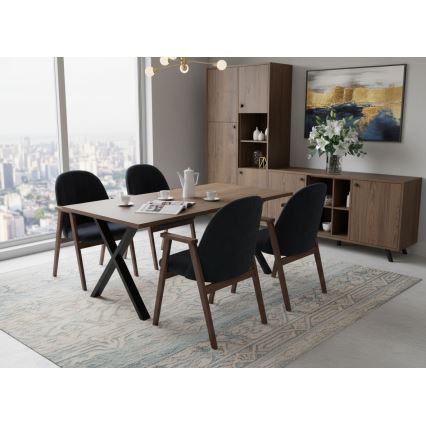 Udtrækkeligt spisebord DOMO 150/190x80 cm Lefkas-eg/sort