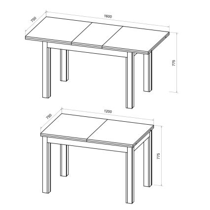 Udtrækkeligt spisebord DOO artisan egetræ/sort
