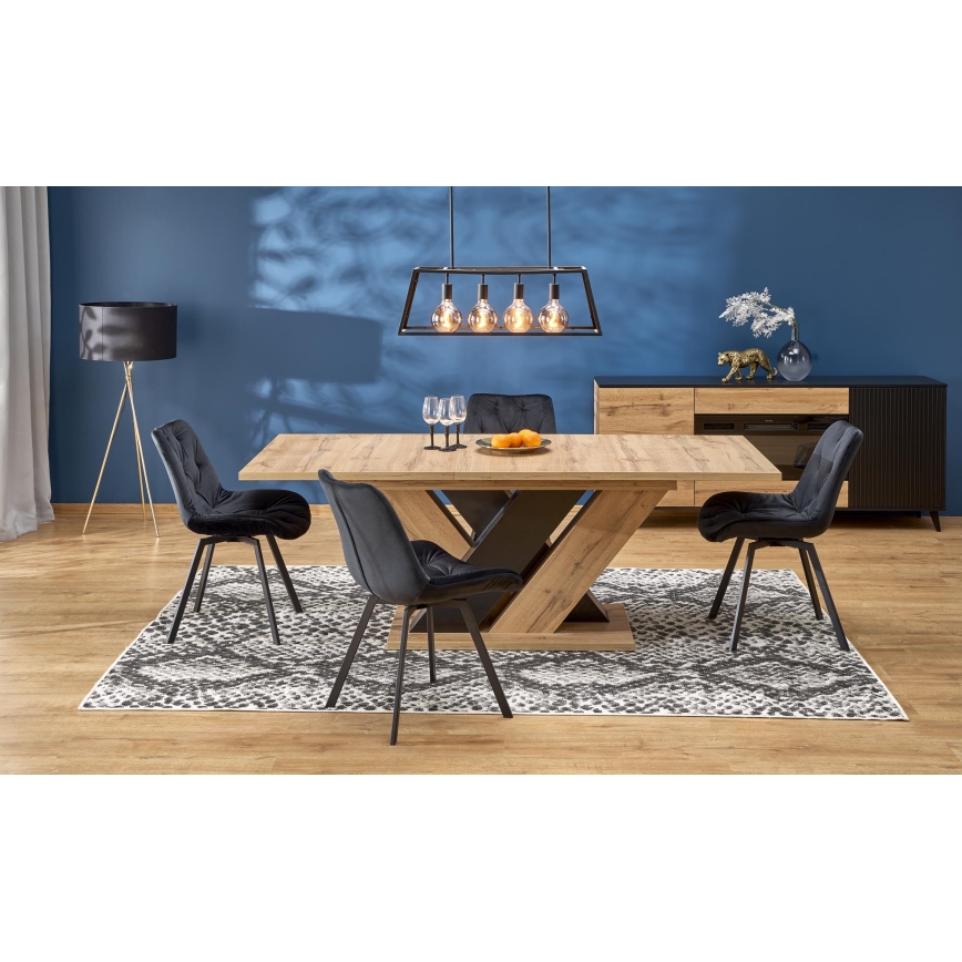 Udtrækkeligt spisebord DROM 160/200x90 cm eg wotan/sort