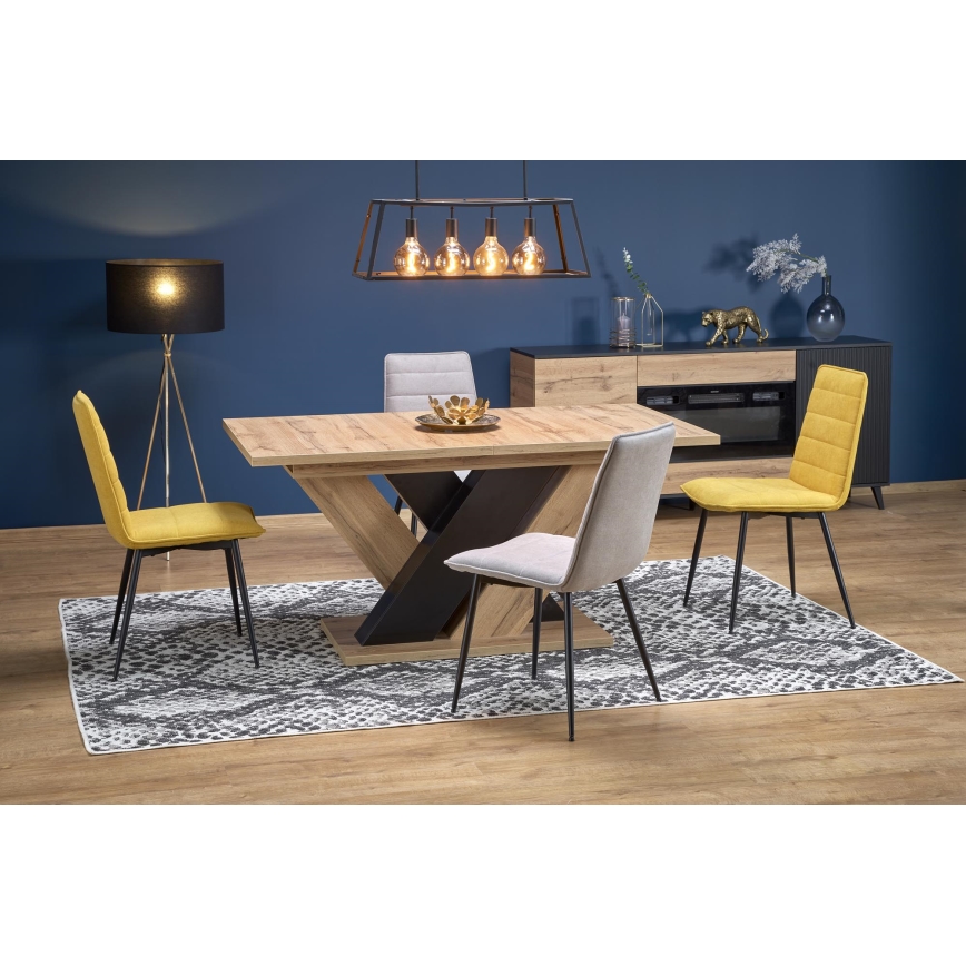 Udtrækkeligt spisebord DROM 160/200x90 cm eg wotan/sort