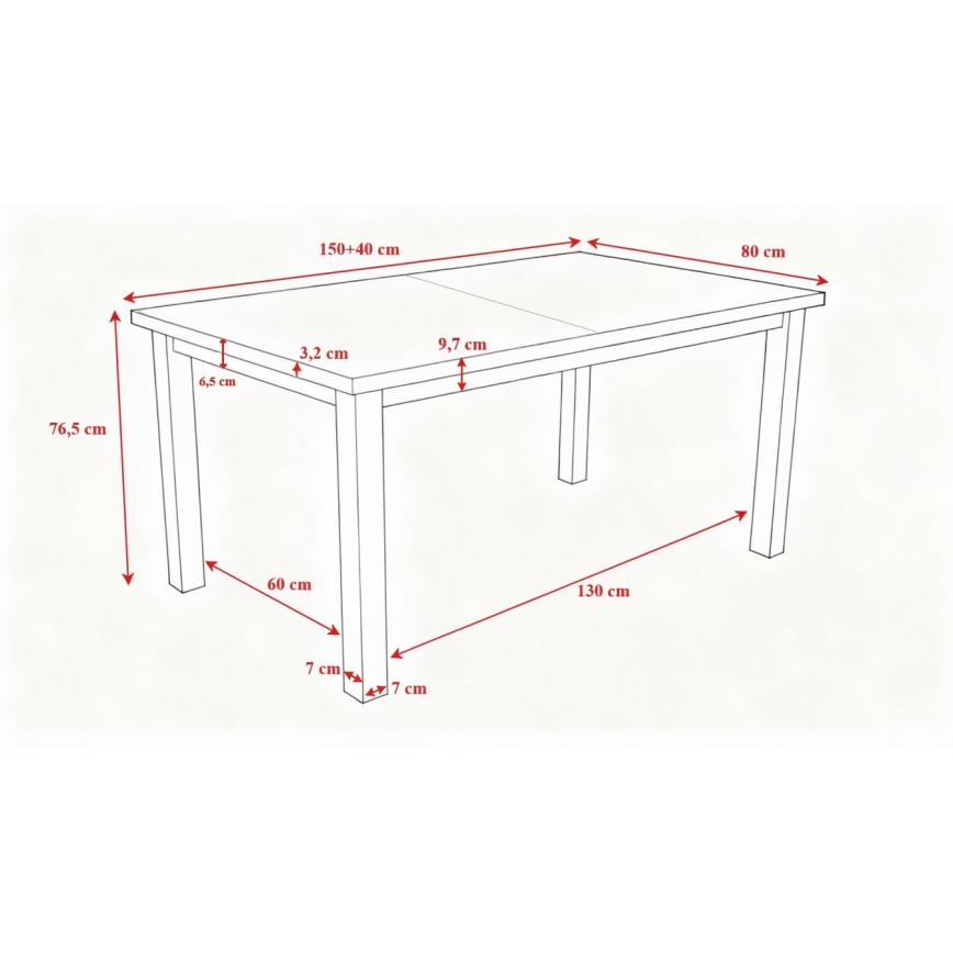 Udtrækkeligt spisebord LIAM hvid