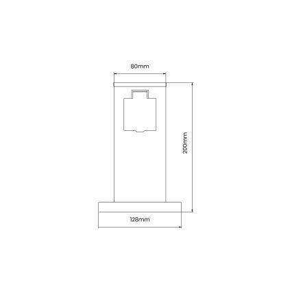 Udvendig stikkontaktsøjle 1Z 230V IP44 20 cm sort