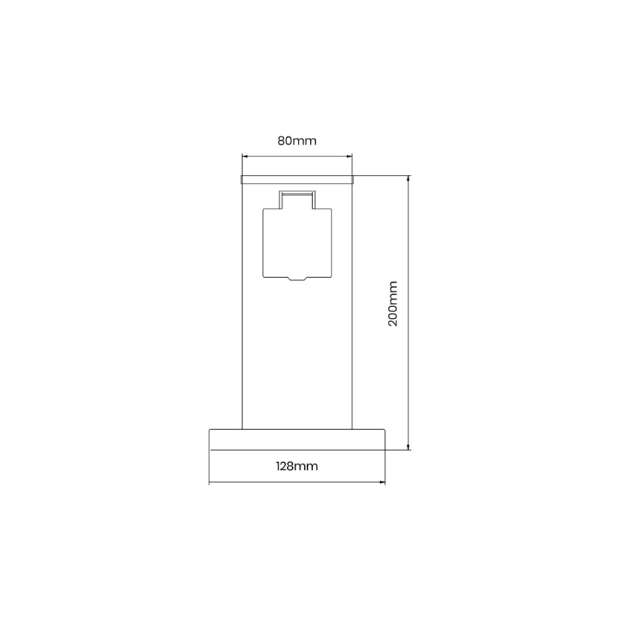 Udvendig stikkontaktsøjle 1Z 230V IP44 20 cm sort
