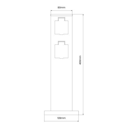 Udvendig stikkontaktsøjle 2Z 230V IP44 40 cm sort