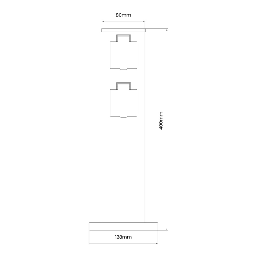 Udvendig stikkontaktsøjle 2Z 230V IP44 40 cm sort