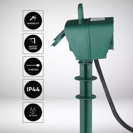 Udvendig stikkontaktsøjle SCHUKO 4Z 230V IP44