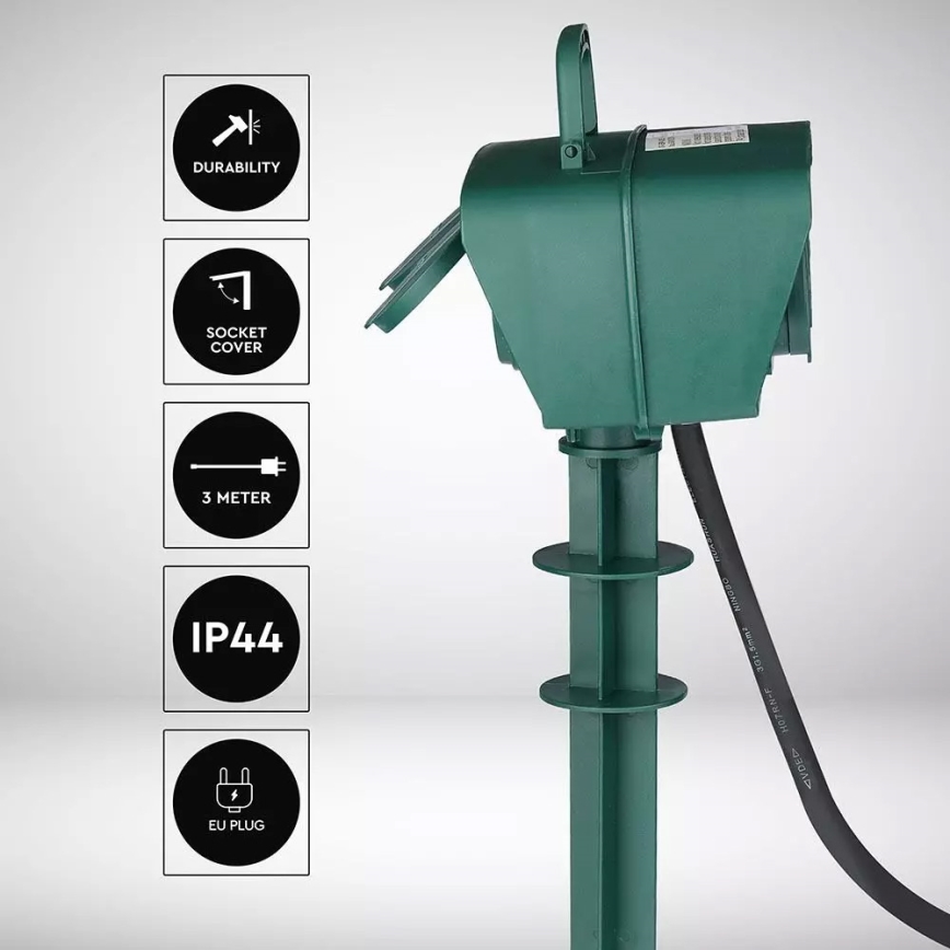Udvendig stikkontaktsøjle SCHUKO 4Z 230V IP44