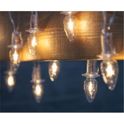 Forlængelses-LED udendørs julelyskæde CONE FILAMENT 20xE10 14m klar/varm hvid IP44, Fremstillet i Tjekkiet