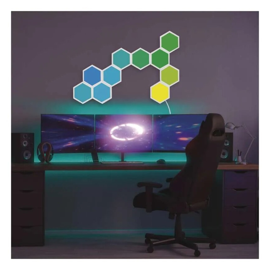 Sæt med 3 x LED RGBIC+CCT dæmpbare paneler - udvidelsessæt LED/1,8 W/230 V Wi‑Fi Tuya