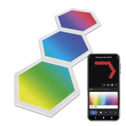 SÆT 3x LED RGBIC+CCT Panel dæmpbart - forlængerdel 3xLED/1,8W/230V Wi-Fi Tuya