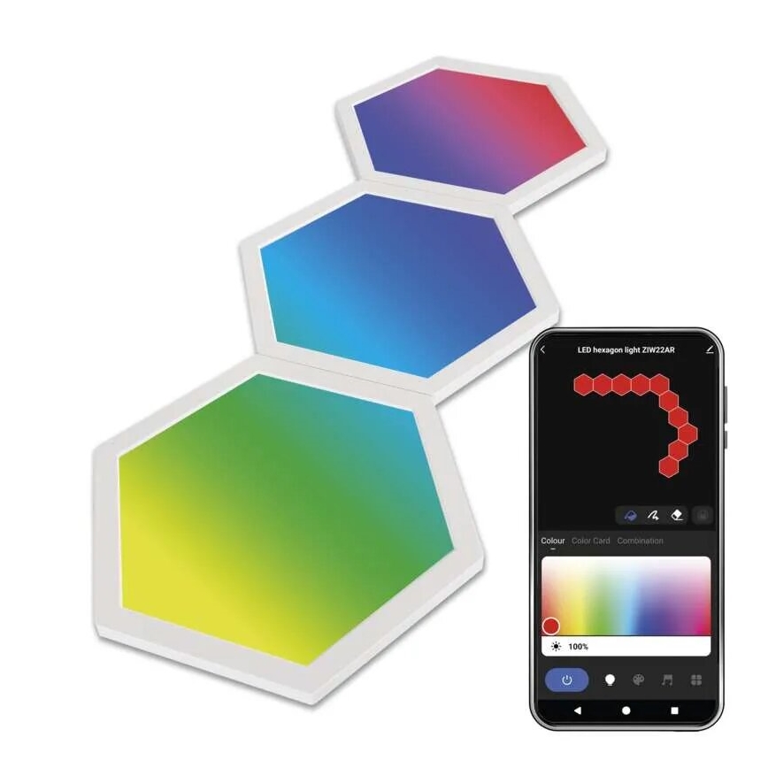 SÆT 3x LED RGBIC+CCT Panel dæmpbart - forlængerdel 3xLED/1,8W/230V Wi-Fi Tuya