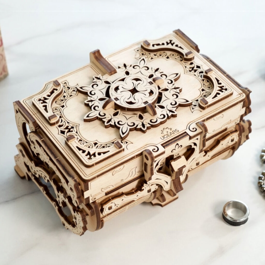 Ugears - 3D-puslespil i træ Antikt smykkeskrin