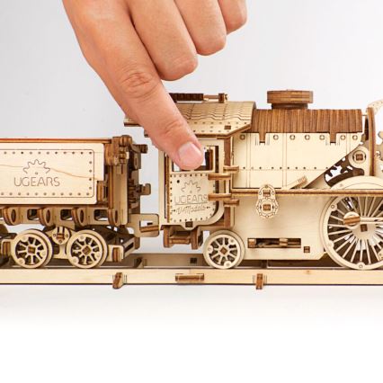 Ugears - 3D-puslespil i træ V-Express damplokomotiv