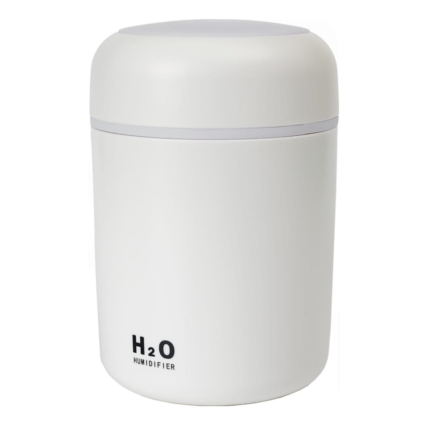 Ultrasonisk LED aroma-diffusor og luftfugter m. RGB-farver LED/2W 300 ml hvid
