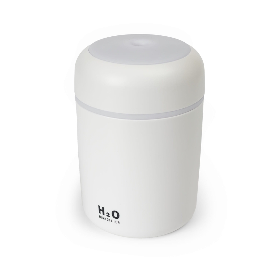 Ultrasonisk LED aroma-diffusor og luftfugter m. RGB-farver LED/2W 300 ml hvid