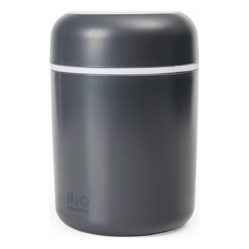 Ultrasonisk LED aroma-diffusor og luftfugter m. RGB-farver LED/2W 300 ml sort