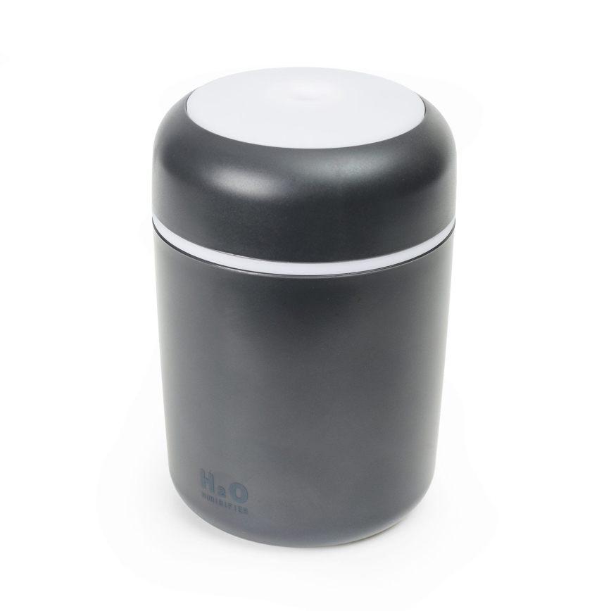 Ultrasonisk LED aroma-diffusor og luftfugter m. RGB-farver LED/2W 300 ml sort