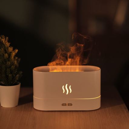 Ultrasonisk LED aroma-diffusor og luftfugter m. RGB-farver og baggrundslys 180 ml hvid