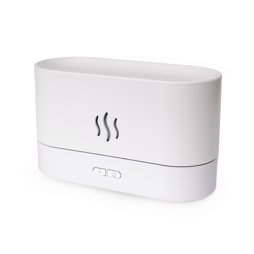 Ultrasonisk LED aroma-diffusor og luftfugter m. RGB-farver og baggrundslys 180 ml hvid
