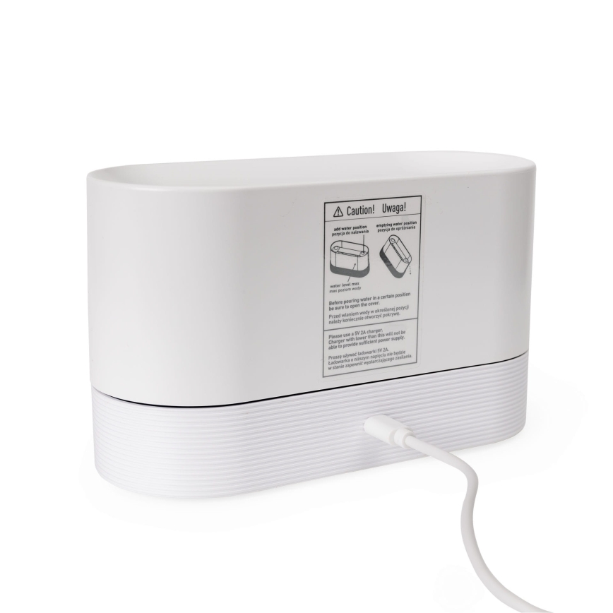 Ultrasonisk LED aroma-diffusor og luftfugter m. RGB-farver og baggrundslys 180 ml hvid