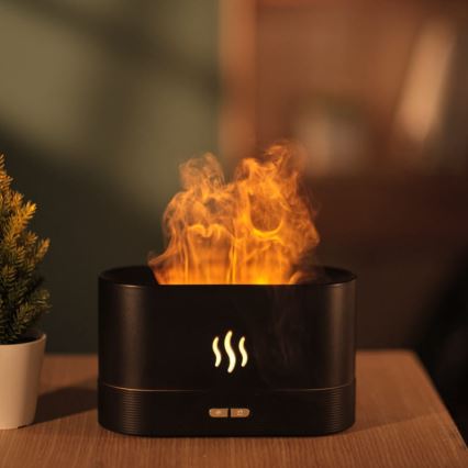 Ultrasonisk LED aroma-diffusor og luftfugter m. RGB-farver og baggrundslys 180 ml sort