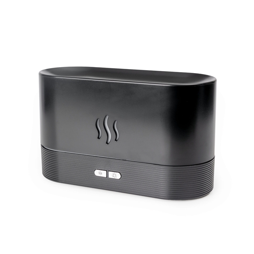 Ultrasonisk LED aroma-diffusor og luftfugter m. RGB-farver og baggrundslys 180 ml sort