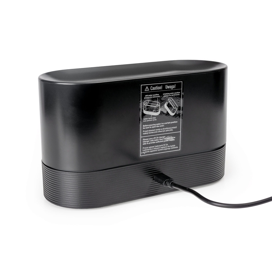 Ultrasonisk LED aroma-diffusor og luftfugter m. RGB-farver og baggrundslys 180 ml sort