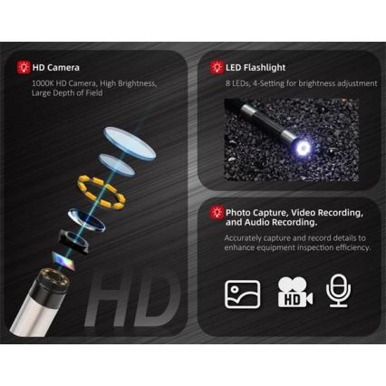 Uni-T - Inspektionskamera 3,7 V 3000 mAh IP67 1 m