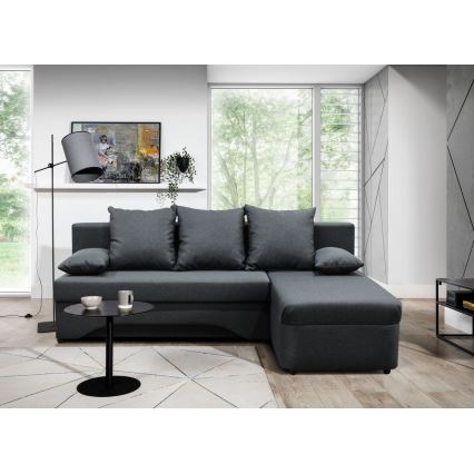 Universal sovesofa med opbevaringsplads i L-form ALMEIDA antracit