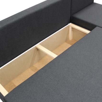 Universal sovesofa med opbevaringsplads i L-form ALMEIDA antracit