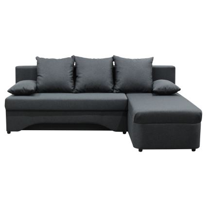 Alsidig udtrækbar L-formet hjørnesofa med opbevaringsrum ALMEIDA antracit