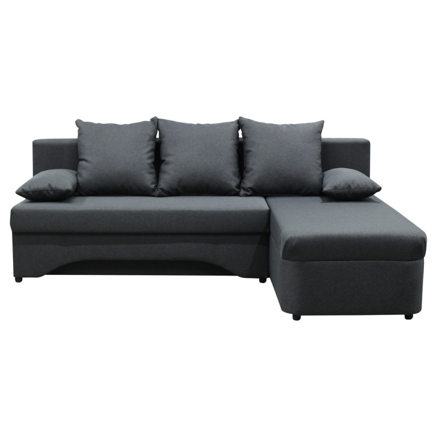 Alsidig udtrækbar L-formet hjørnesofa med opbevaringsrum ALMEIDA antracit