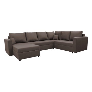 Universal hjørnesofa med chaiselong og opbevaringsplads i U-form SEYA brun