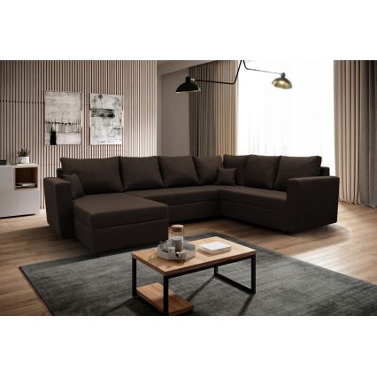 Universal hjørnesofa med chaiselong og opbevaringsplads i U-form SEYA brun