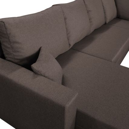 Universal hjørnesofa med chaiselong og opbevaringsplads i U-form SEYA brun