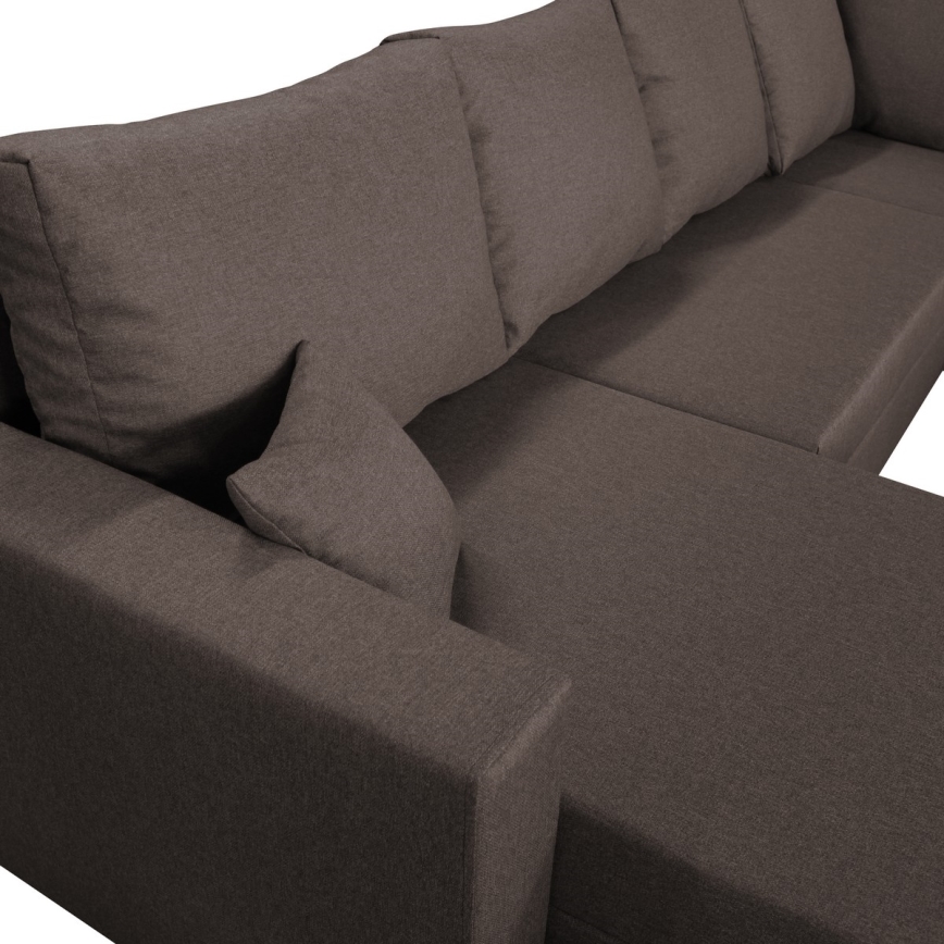 Universal hjørnesofa med chaiselong og opbevaringsplads i U-form SEYA brun