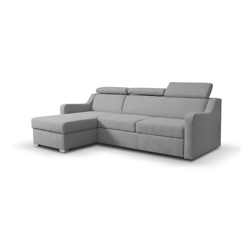 Universal sovesofa med chaiselong og opbevaringsplads PORTO grå