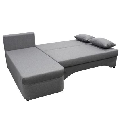 Universal sovesofa med opbevaringsplads i L-form ALMEIDA grå