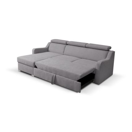 Universal sovesofa med chaiselong og opbevaringsplads PORTO grå