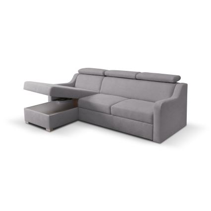 Universal sovesofa med chaiselong og opbevaringsplads PORTO grå