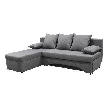 Universal sovesofa med opbevaringsplads i L-form ALMEIDA grå