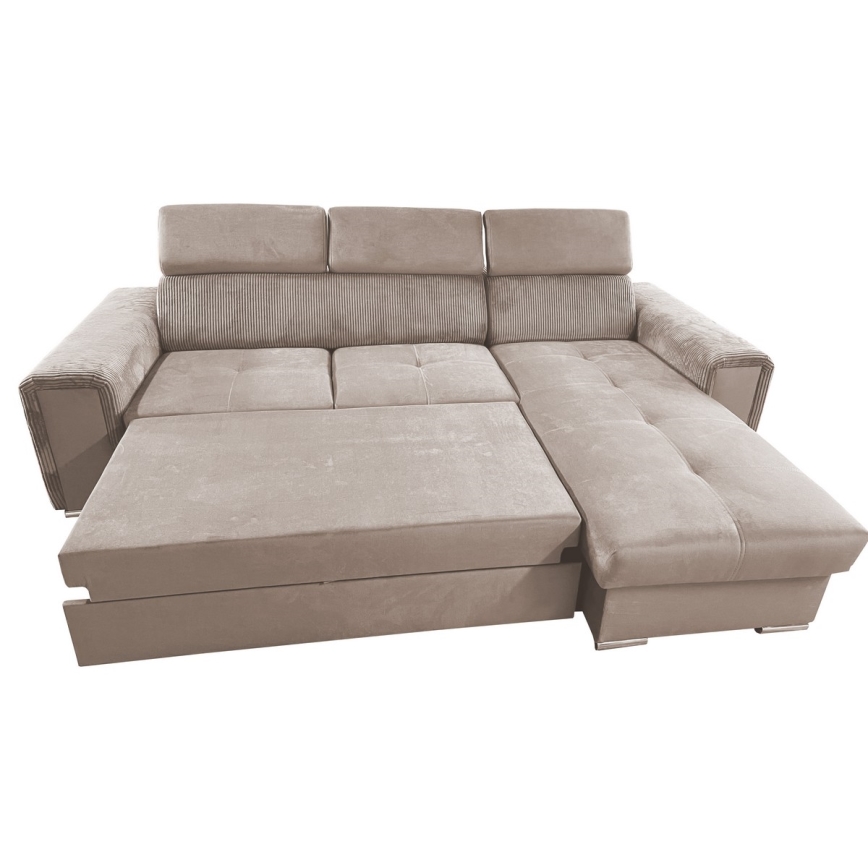 Universal hjørnesofa med chaiselong i L-form med opbevaringsplads SALVADA beige