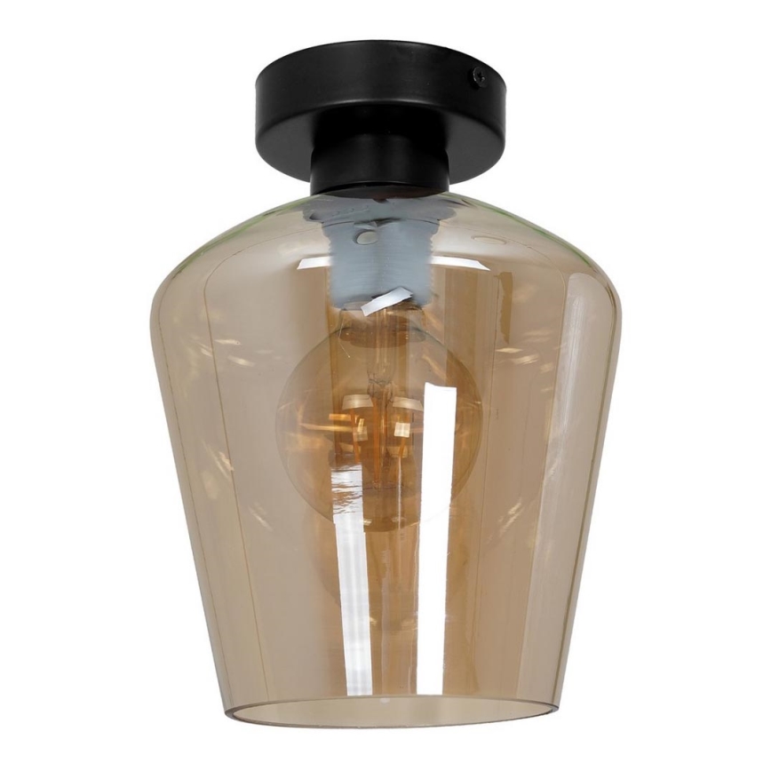 Universel lampeskærm glas SANTIAGO E27 diameter 18 cm røget brun