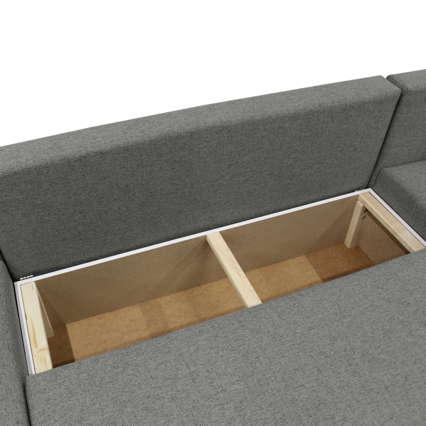 Universel U-formet udtrækbar hjørnesofa med opbevaringsrum ALMEIDA antracit
